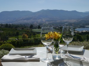 Table setting at Poplar Grove, British Columbia